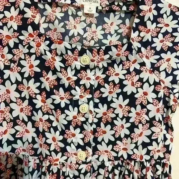 Crewcuts Red White Navy Floral Button Down Dress - Picture 3 of 4